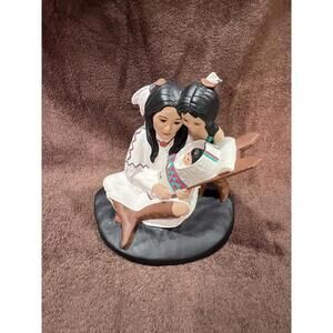VTG Ceramic Bisque Native American Indian Woman w/ Children